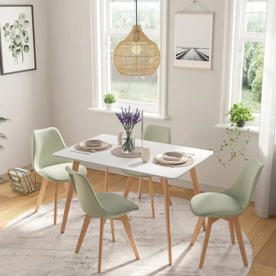 Tavolo 120x80 cm con top bianco opaco e gambe in legno di faggio - Alborg