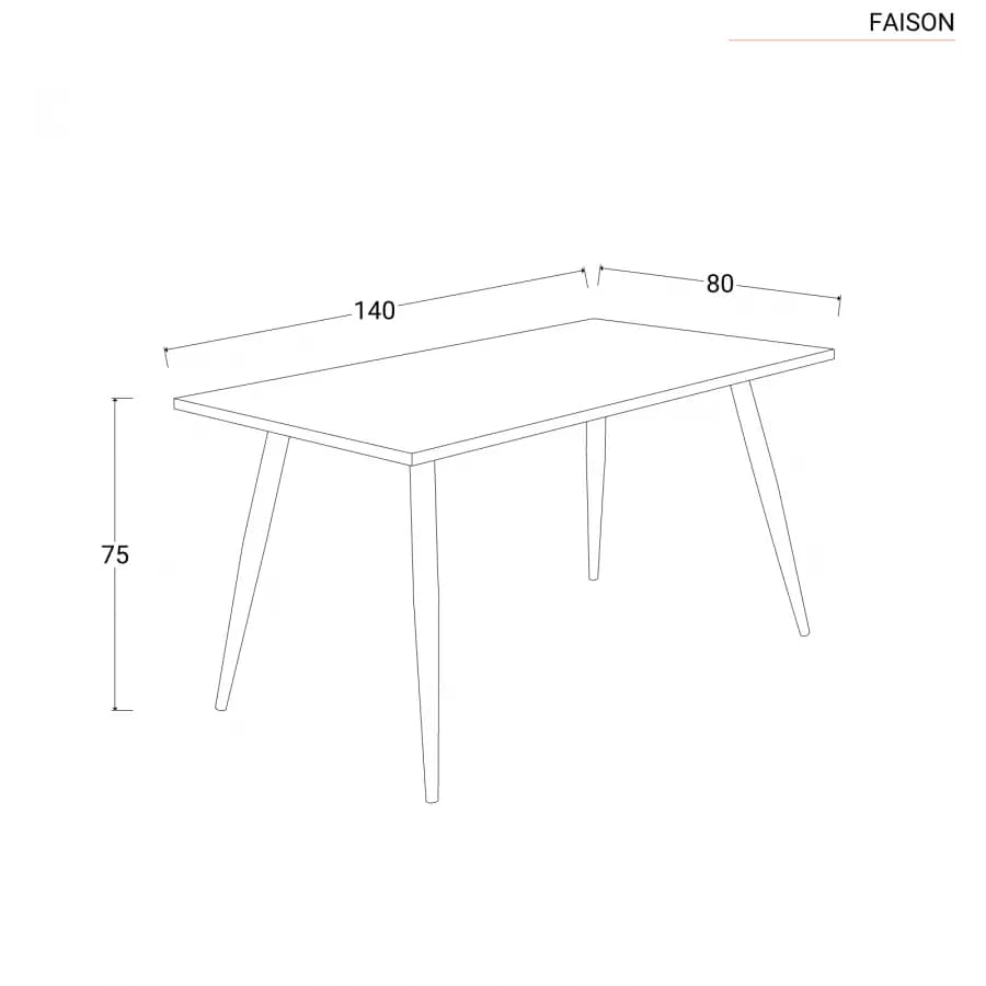 Tavolo 140x80 cm in legno rovere con gambe nere - Faison