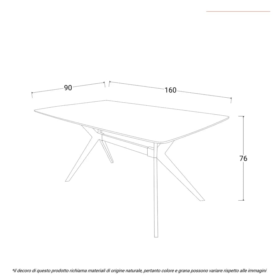 Tavolo 160x90 cm con top in ceramica effetto marmo bianco e gambe in metallo nero - Canyon