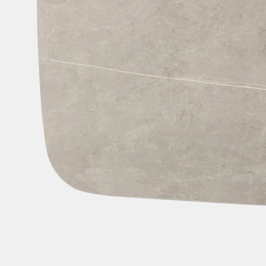 Tavolo 160x90 cm con piano in ceramica effetto marmo grigio e gambe nere - Civitas