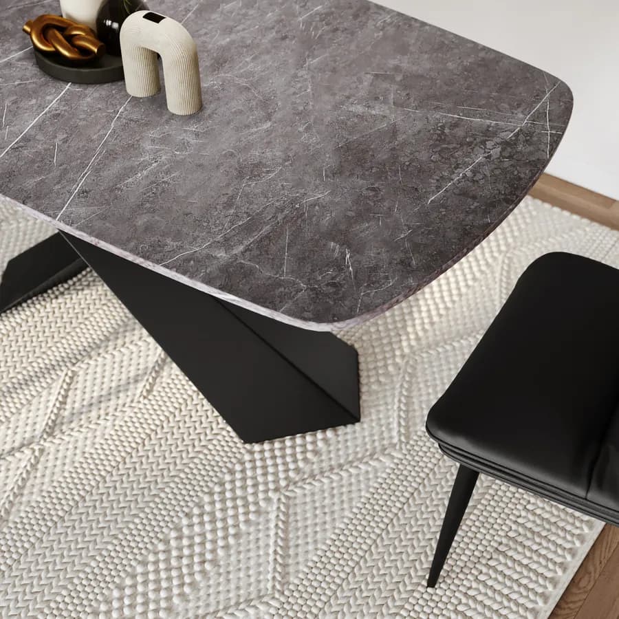 Tavolo 160x90 cm con piano in ceramica effetto marmo grigio - Jaka