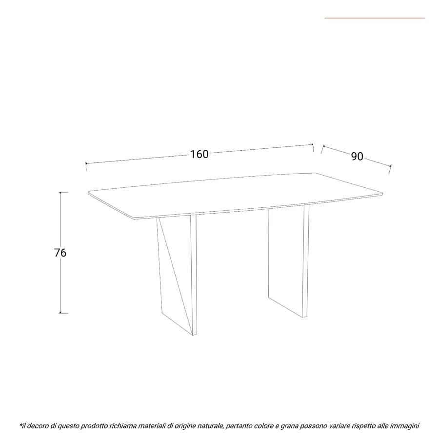 Tavolo 160x90 cm top in ceramica effetto marmo grigio e gambe in metallo grigio scuro opaco - Safari