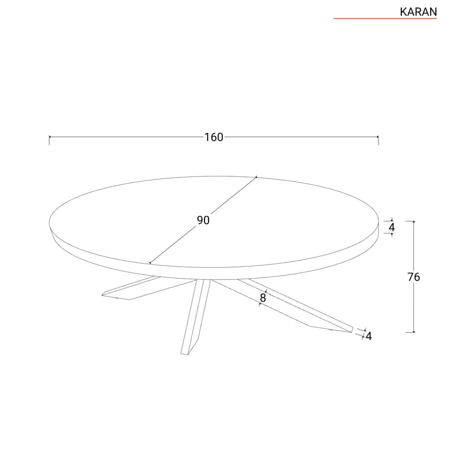 Tavolo 160x90 cm in legno di acacia naturale con gambe in metallo nero - Karan