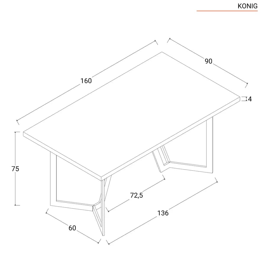 Tavolo 160x90 cm piano in legno nero e gambe oro - Konig