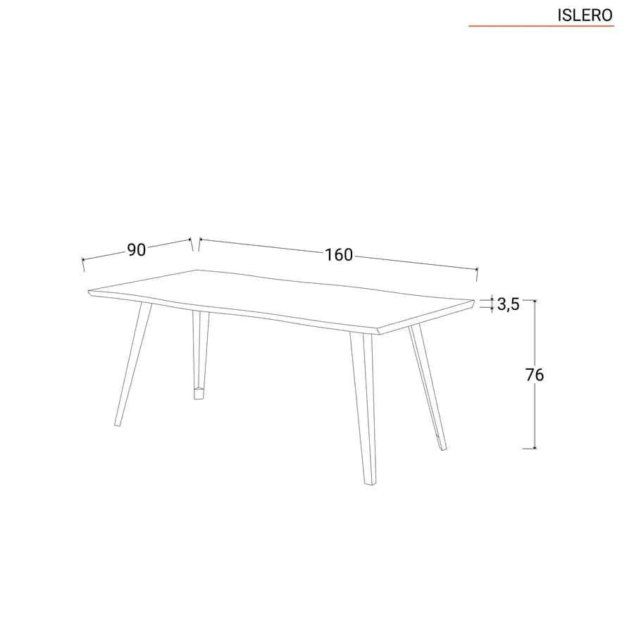 Tavolo 160x90 cm piano finitura noce e gambe nere - Islero