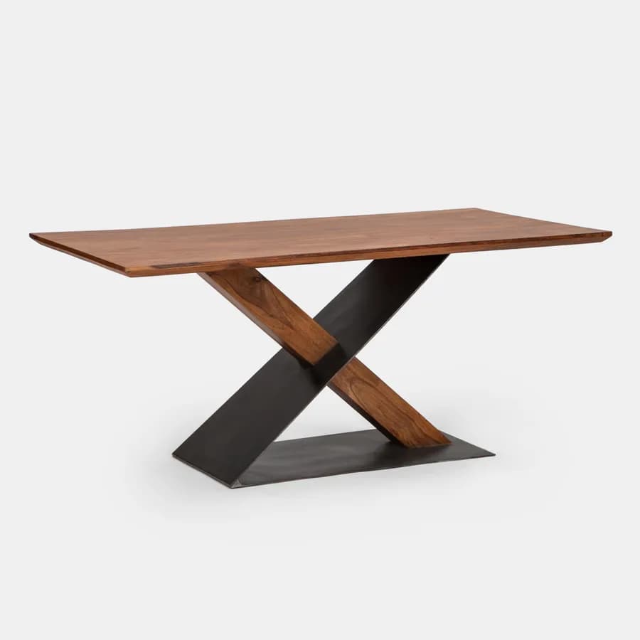 Tavolo 175x90 cm in legno sheesham e metallo nero - Freia Sheesham
