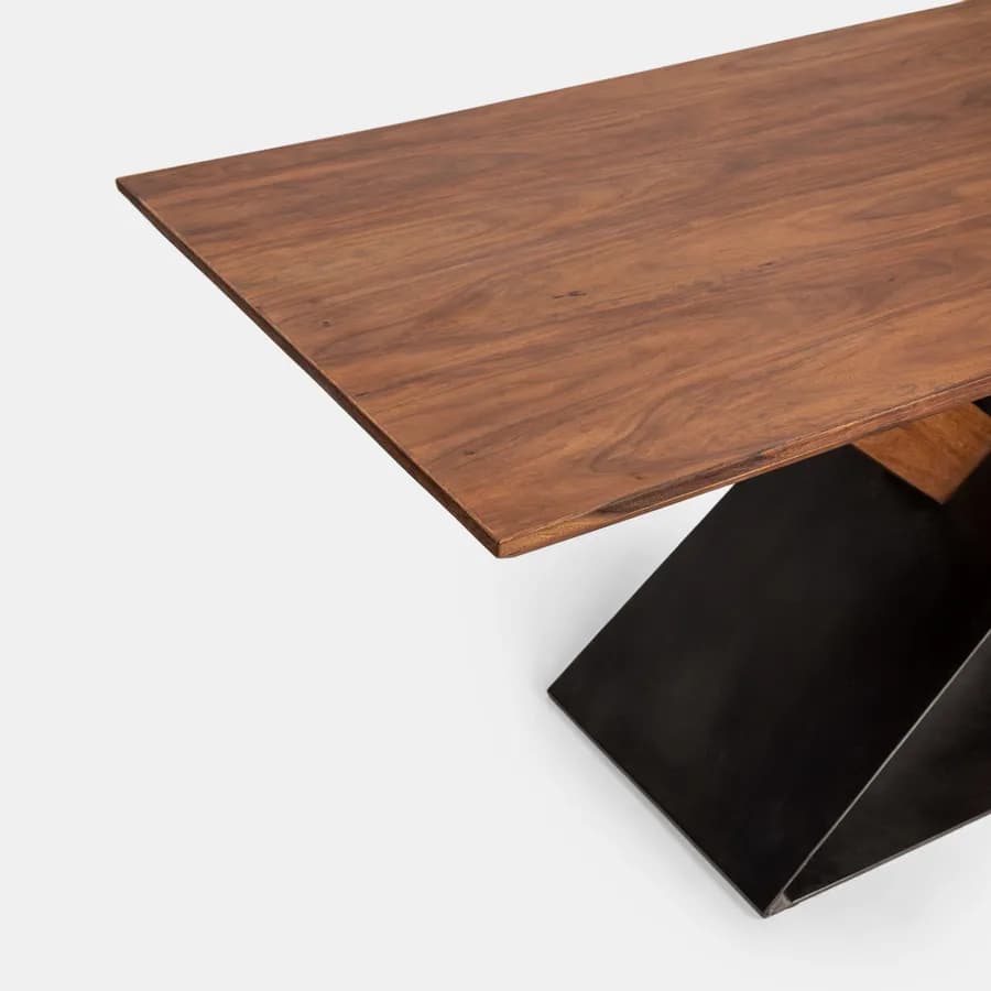 Tavolo 175x90 cm in legno sheesham e metallo nero - Freia Sheesham