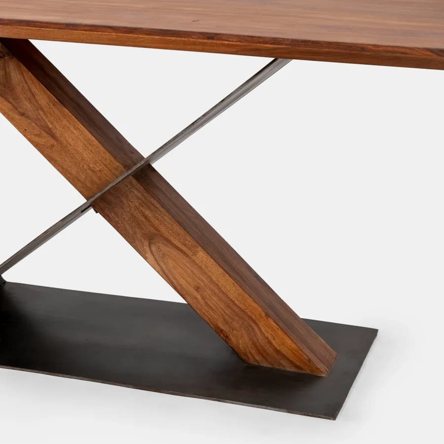 Tavolo 175x90 cm in legno sheesham e metallo nero - Freia Sheesham