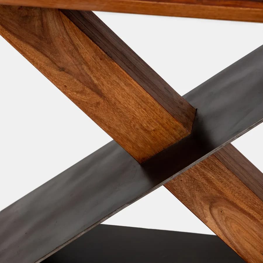 Tavolo 175x90 cm in legno sheesham e metallo nero - Freia Sheesham