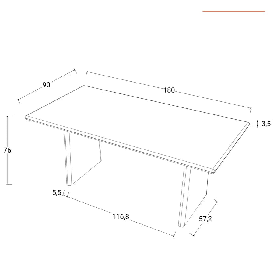 Tavolo 180x90 cm in legno di acacia - Karan