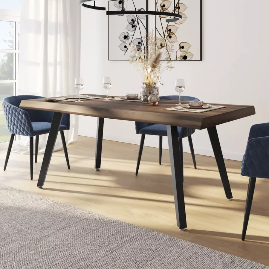 Tavolo 180x90 cm con piano in legno e gambe nere - Dillon