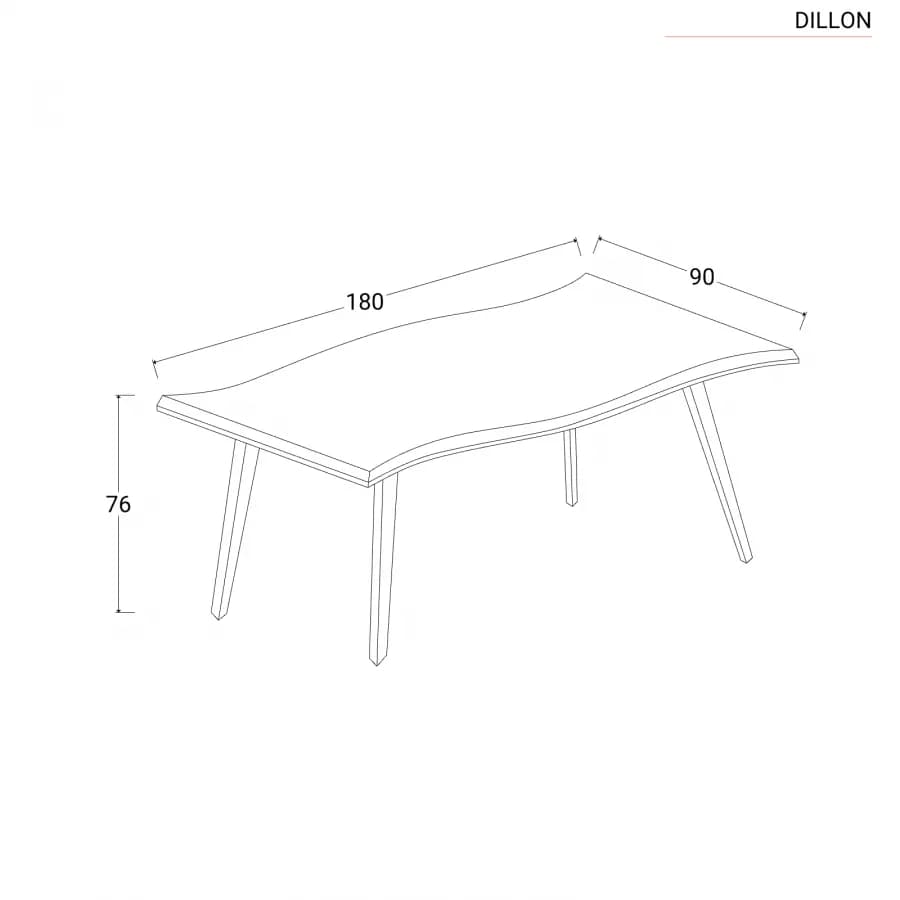 Tavolo 180x90 cm con piano in legno e gambe nere - Dillon