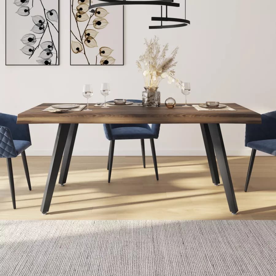 Tavolo 180x90 cm con piano in legno e gambe nere - Dillon