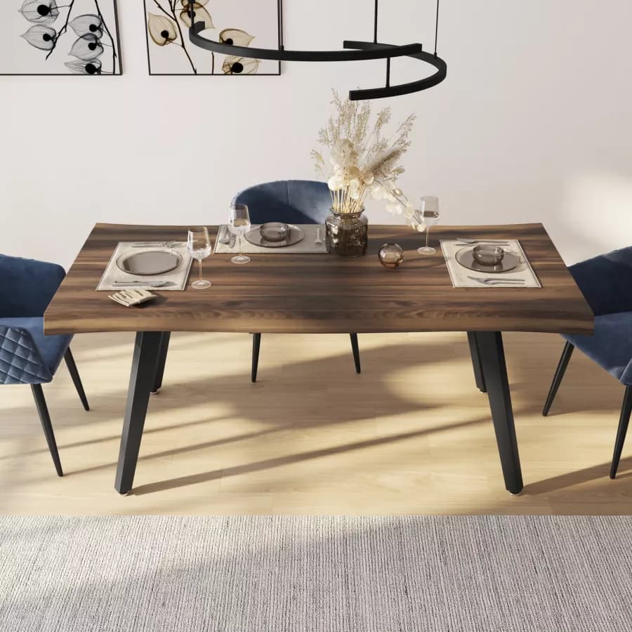 Tavolo 180x90 cm con piano in legno e gambe nere - Dillon