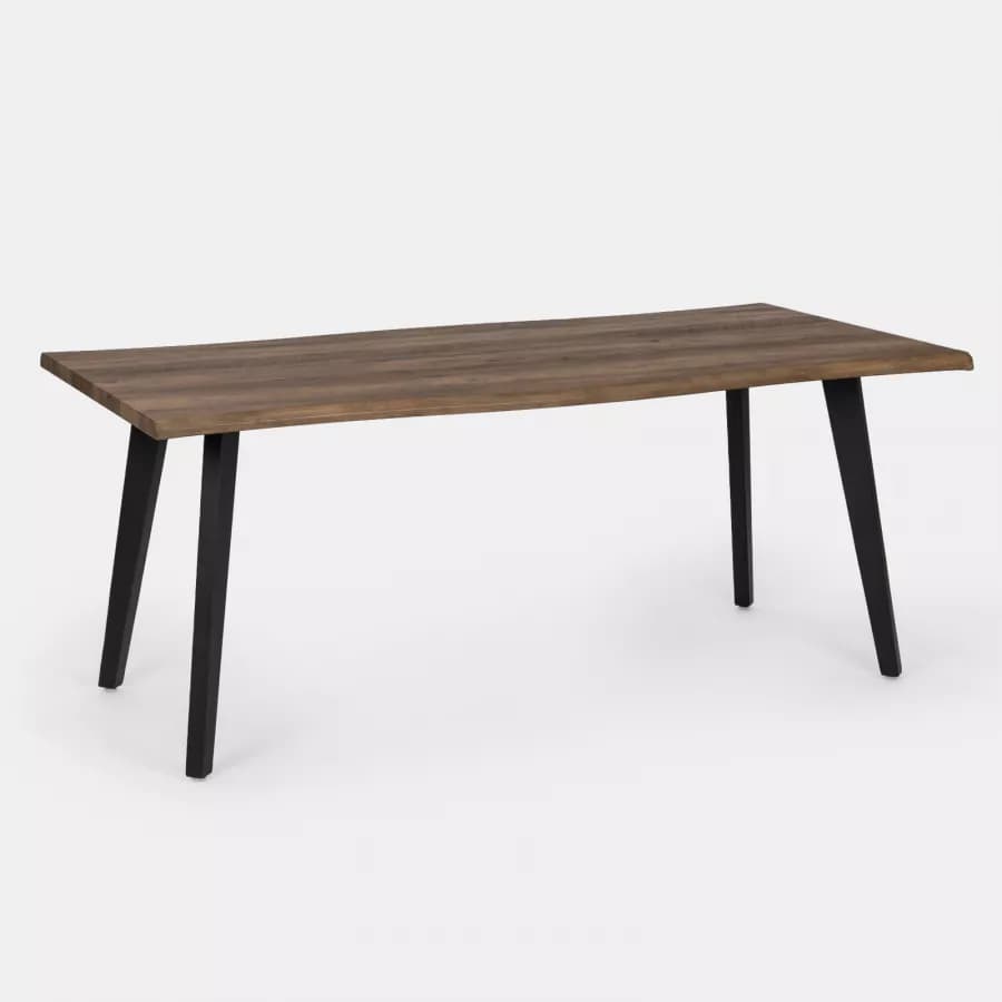 Tavolo 180x90 cm con piano in legno e gambe nere - Dillon