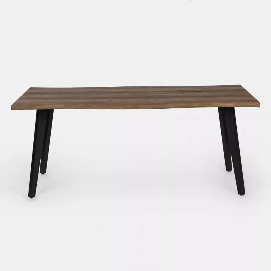 Tavolo 180x90 cm con piano in legno e gambe nere - Dillon
