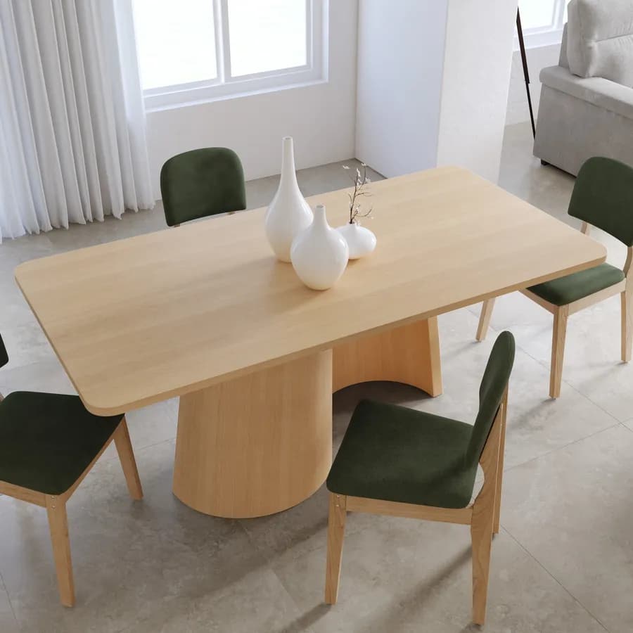 Tavolo 180x90 cm effetto rovere chiaro con struttura ad onda - Convivio