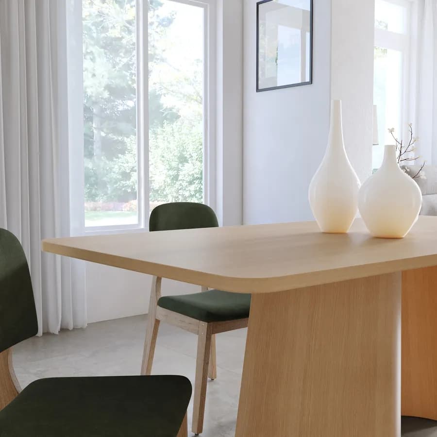 Tavolo 180x90 cm effetto rovere chiaro con struttura ad onda - Convivio
