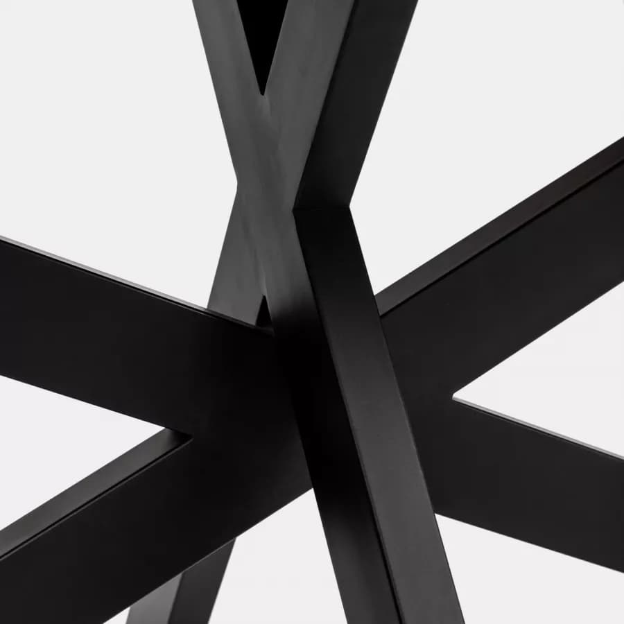 Tavolo 180x90 cm piano in legno di acacia 55mm e gambe a croce in metallo nero - Freia Acacia