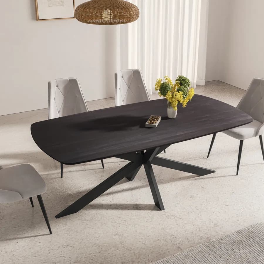 Tavolo 200x100 top legno di mango nero e gambe in metallo nero - Striv