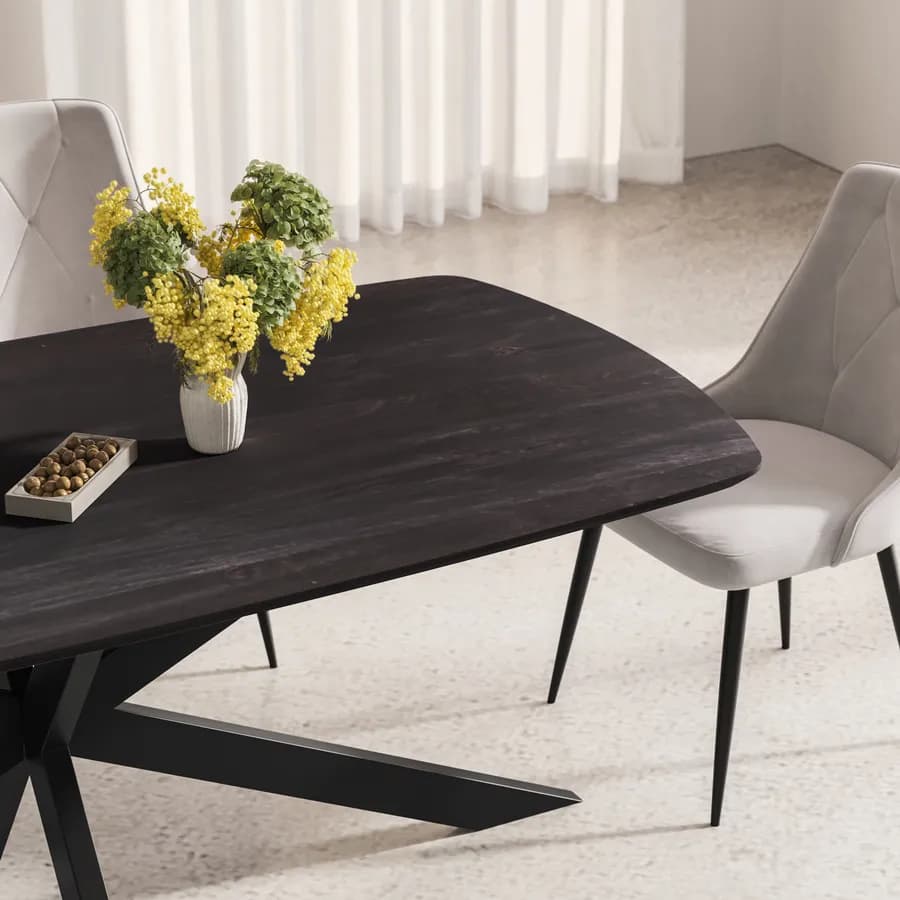 Tavolo 200x100 top legno di mango nero e gambe in metallo nero - Striv