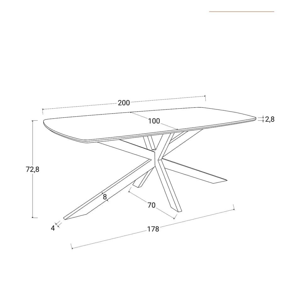 Tavolo 200x100 top legno di mango nero e gambe in metallo nero - Striv