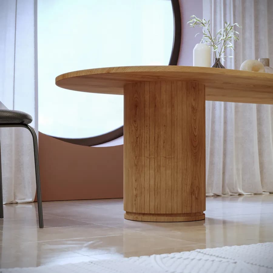 Tavolo 240x110 cm in legno di mango con gambe a colonna cannettate - Bimini