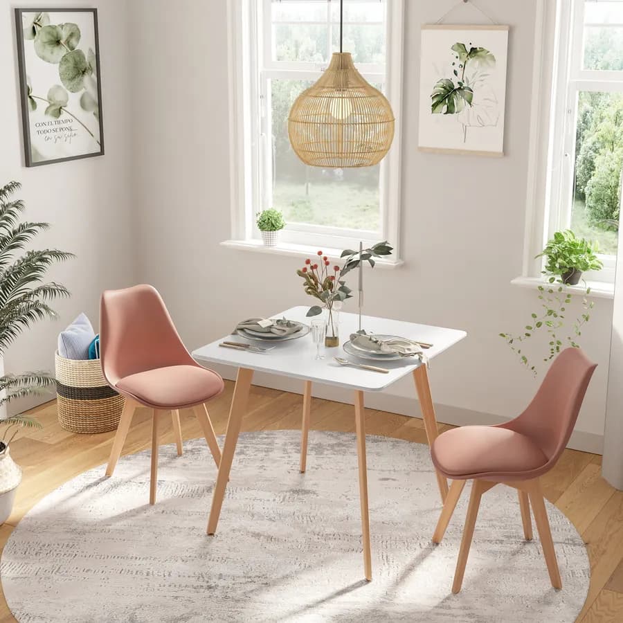Tavolo 80x80 cm con top bianco opaco e gambe in legno di faggio - Alborg