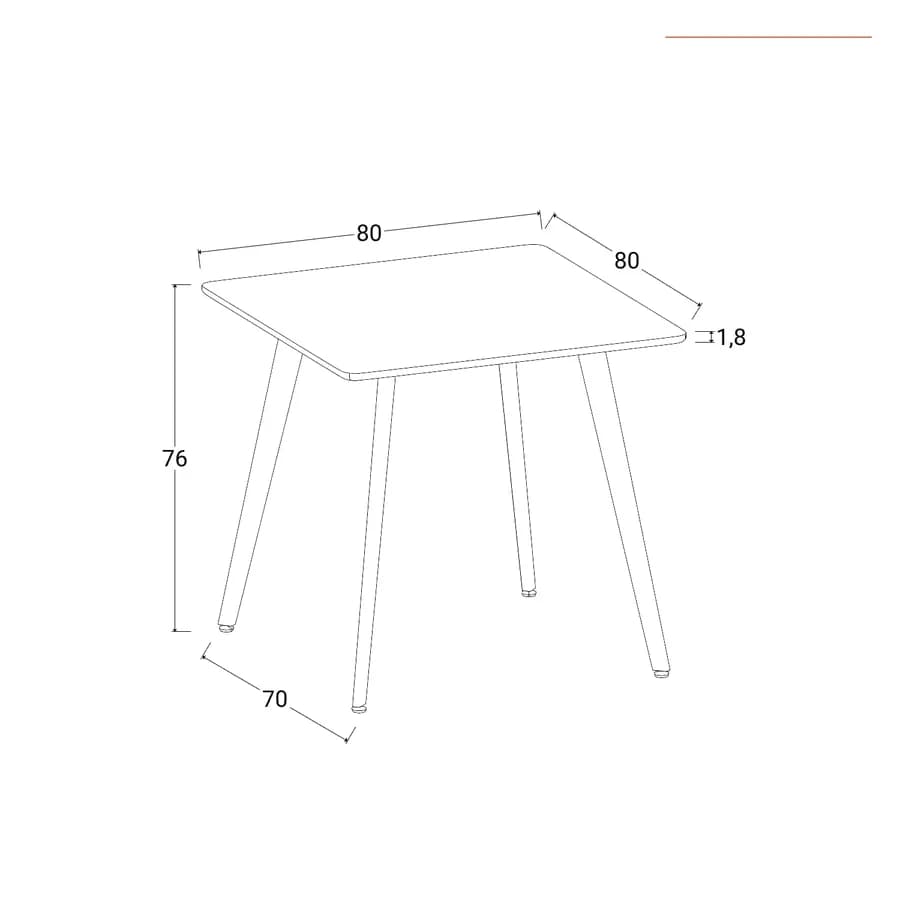 Tavolo 80x80 cm con top bianco opaco e gambe in legno di faggio - Alborg