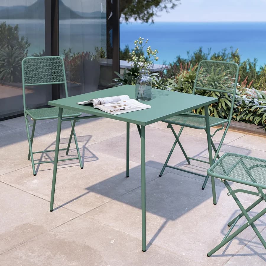 Tavolo da giardino 80x80 cm in acciaio verde marino - Faber