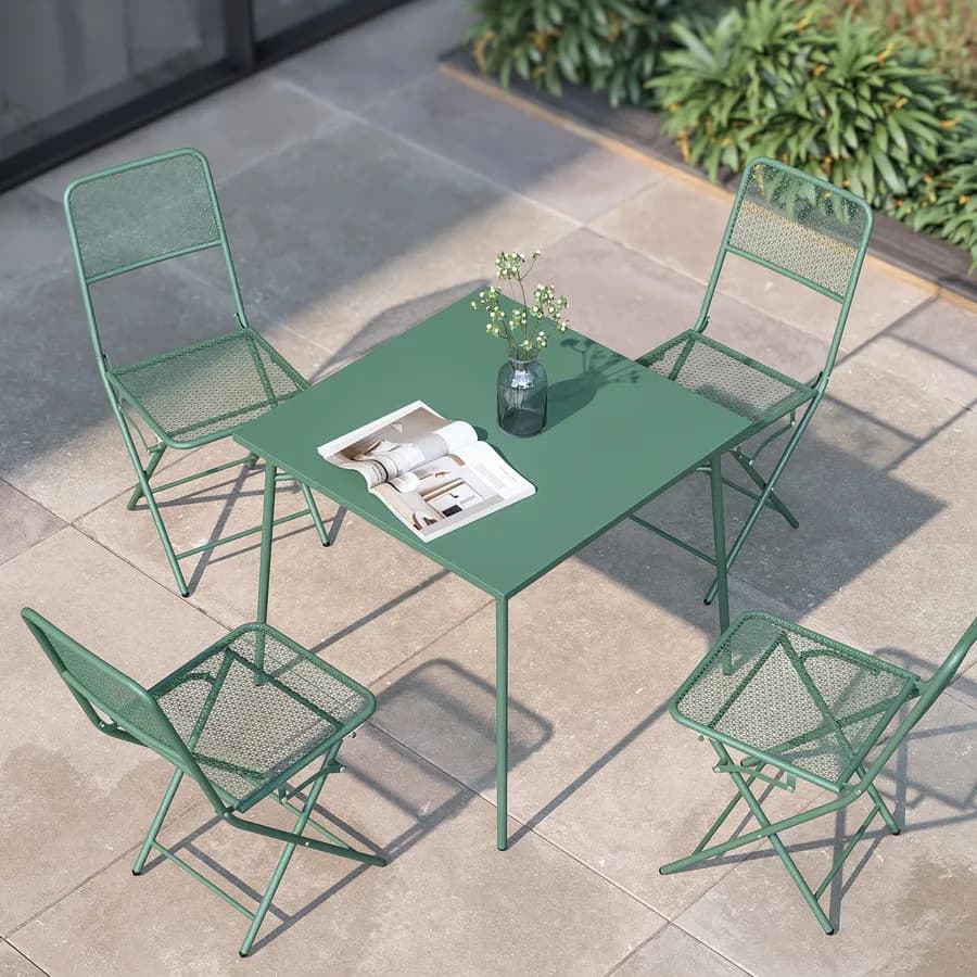 Tavolo da giardino 80x80 cm in acciaio verde marino - Faber