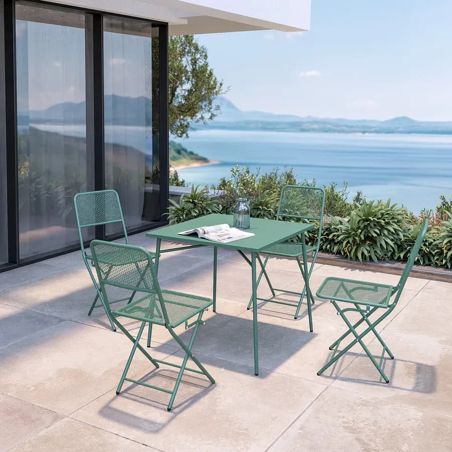 Tavolo da giardino 80x80 cm in acciaio verde marino - Faber