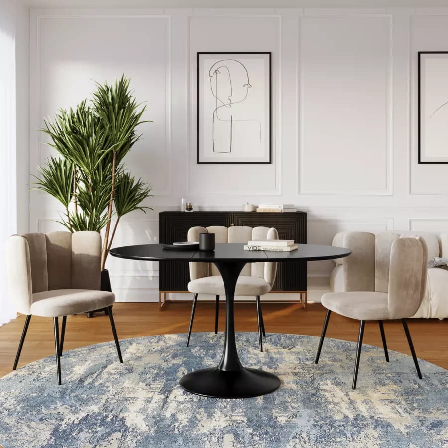 Tavolo allungabile 100-140x100 cm in legno nero - Tulipano