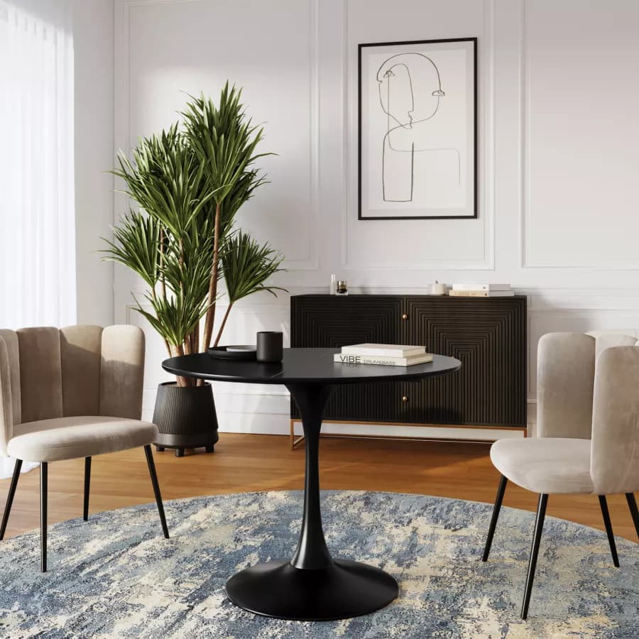 Tavolo allungabile 100-140x100 cm in legno nero - Tulipano