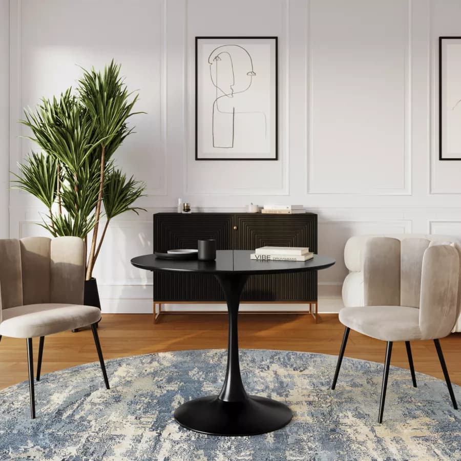 Tavolo allungabile 100-140x100 cm in legno nero - Tulipano