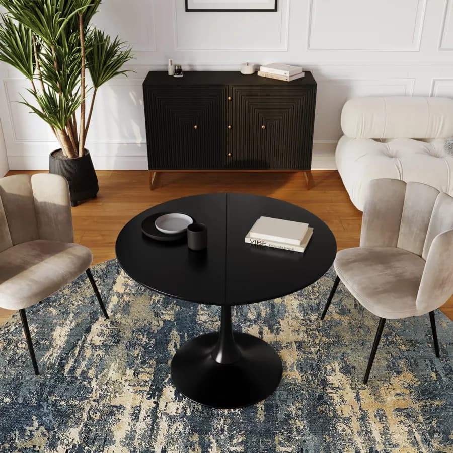 Tavolo allungabile 100-140x100 cm in legno nero - Tulipano