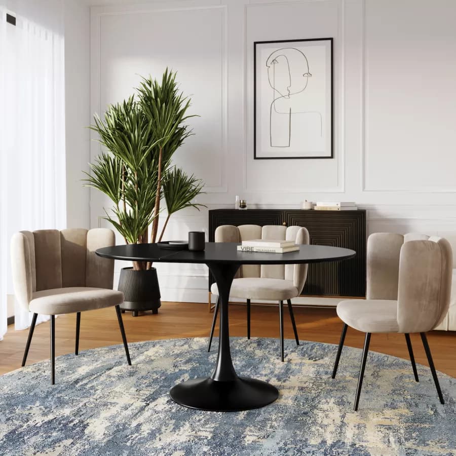 Tavolo allungabile 100-140x100 cm in legno nero - Tulipano