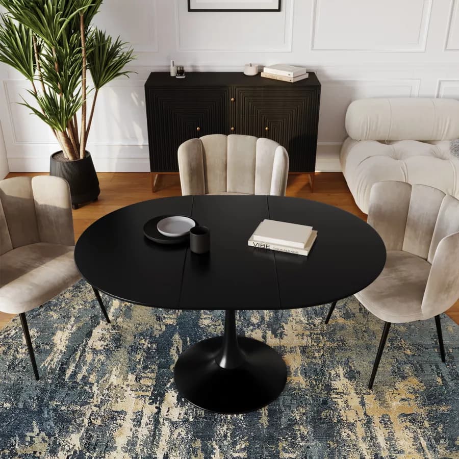 Tavolo allungabile 100-140x100 cm in legno nero - Tulipano