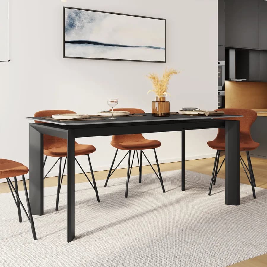 Tavolo allungabile 120-170x80 cm in ceramica antracite - Dorito