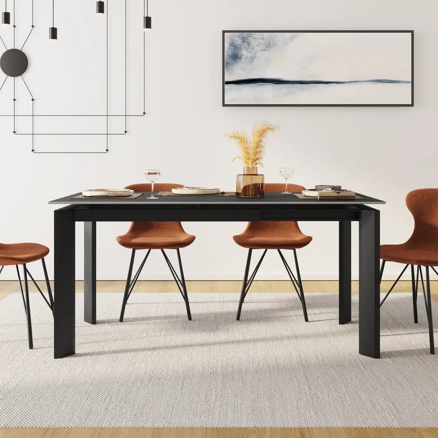 Tavolo allungabile 120-170x80 cm in ceramica antracite - Dorito