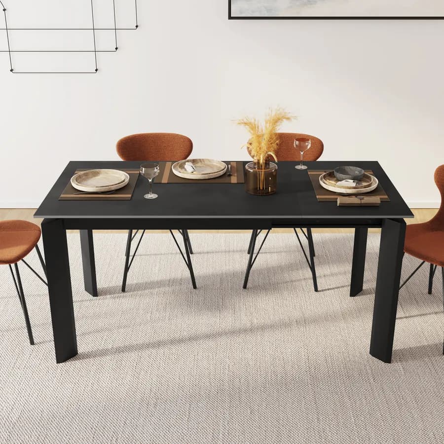 Tavolo allungabile 120-170x80 cm in ceramica antracite - Dorito