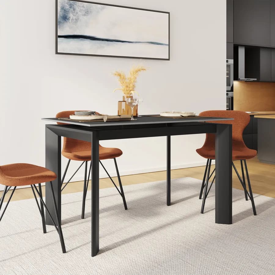 Tavolo allungabile 120-170x80 cm in ceramica antracite - Dorito