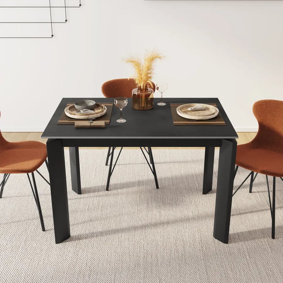 Tavolo allungabile 120-170x80 cm in ceramica antracite - Dorito