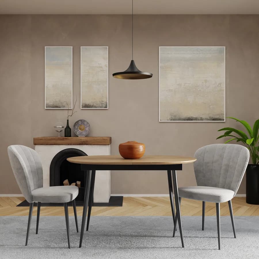 Tavolo allungabile 120-160x80 cm top effetto rovere americano e gambe nere - Taveo