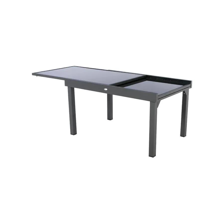 Tavolo allungabile 135/270x90 cm top in vetro e struttura in alluminio grafite - Pozar