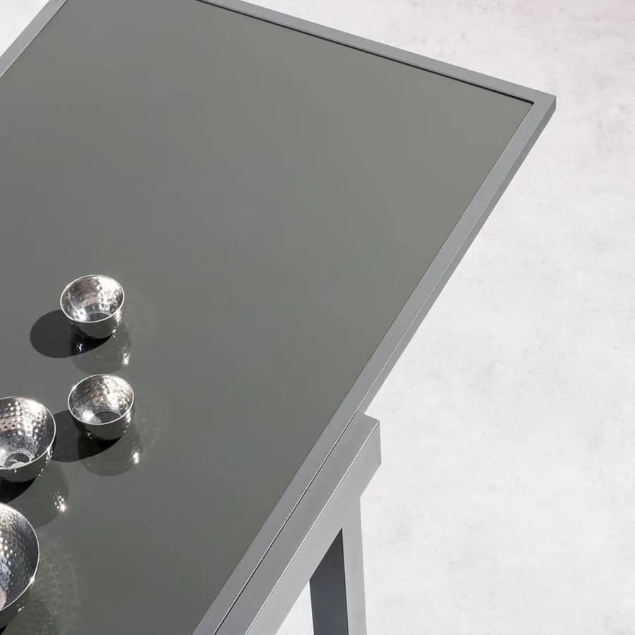 Tavolo allungabile 135/270x90 cm top in vetro e struttura in alluminio grafite - Pozar