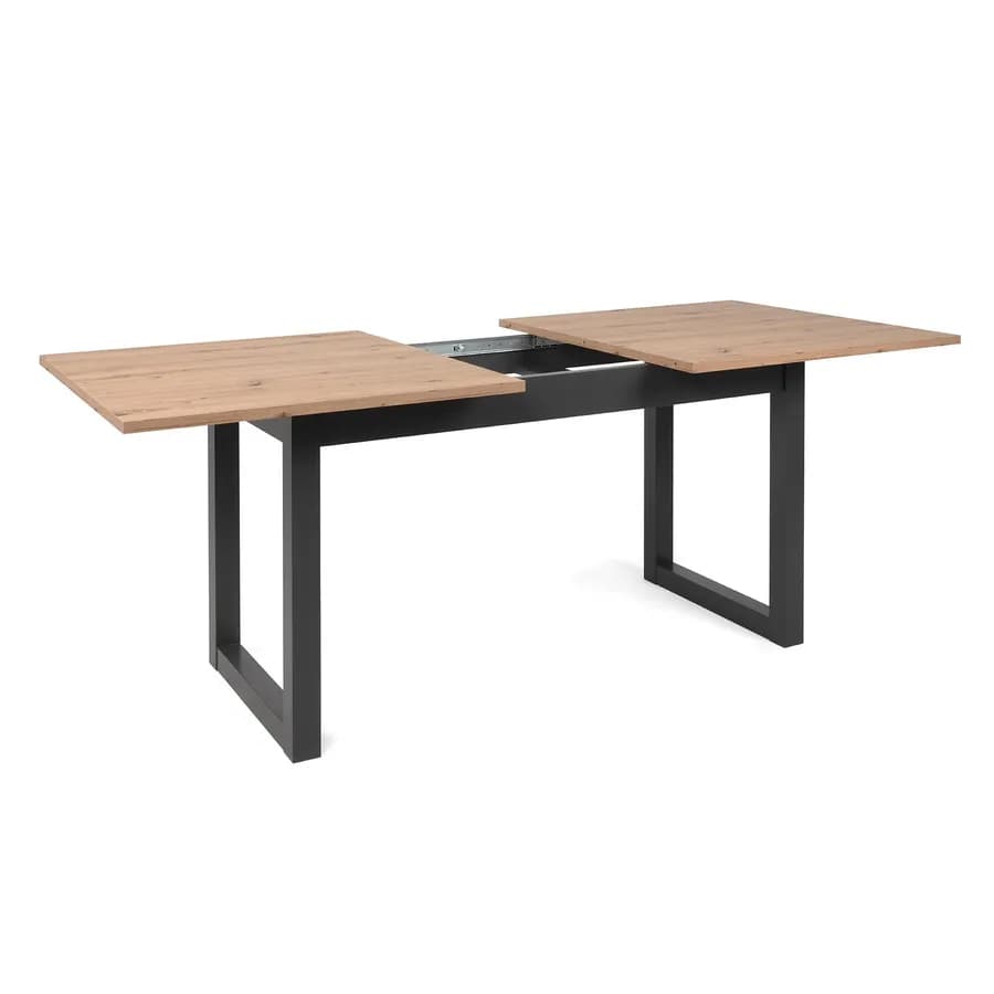 Tavolo allungabile 160-200x90 cm top effetto rovere con gambe in legno antracite - Carson