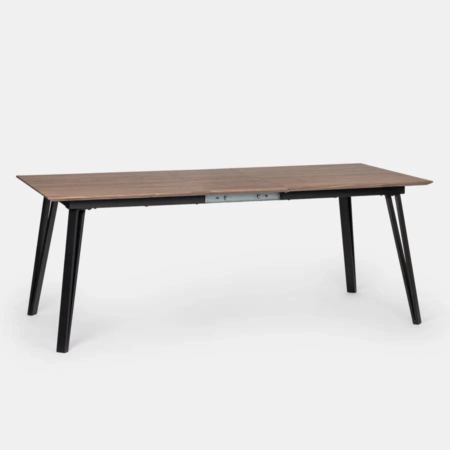 Tavolo allungabile 160-200x90 cm in effetto rovere quercia e gambe in metallo nero - Manty