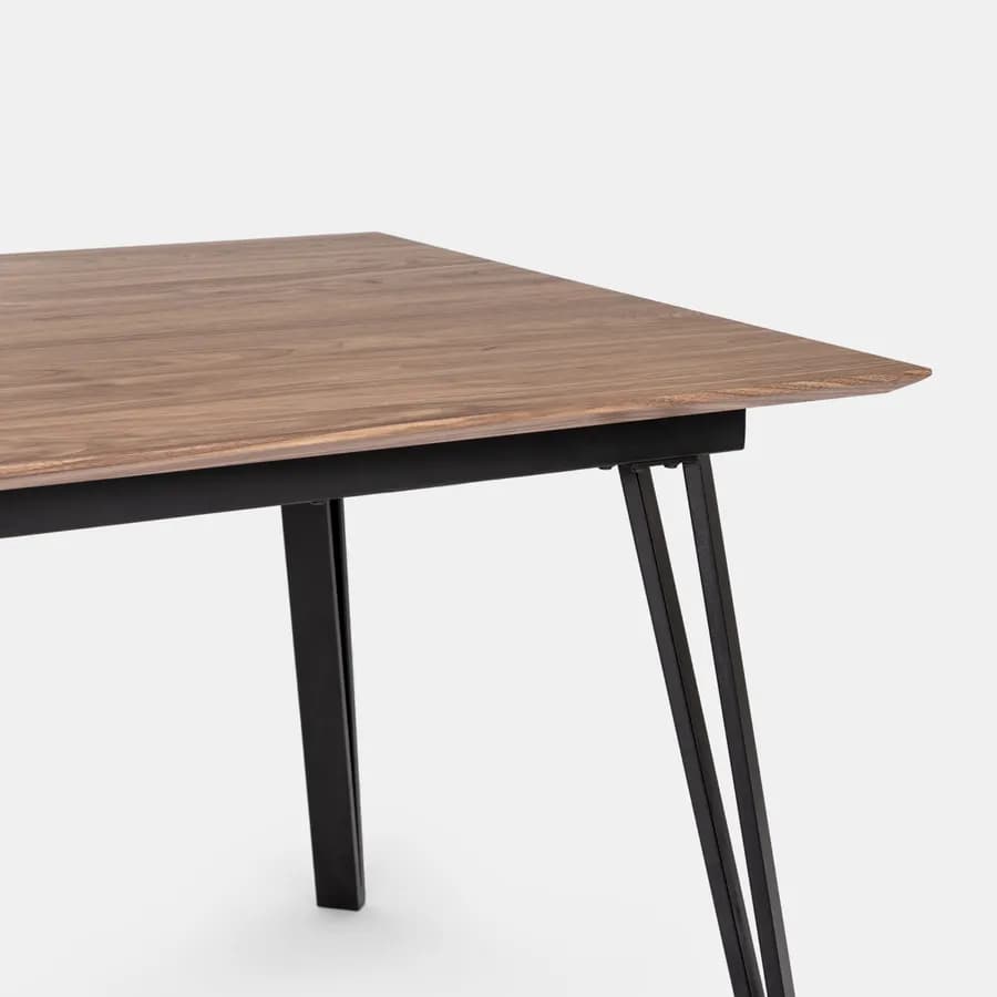 Tavolo allungabile 160-200x90 cm in effetto rovere quercia e gambe in metallo nero - Manty