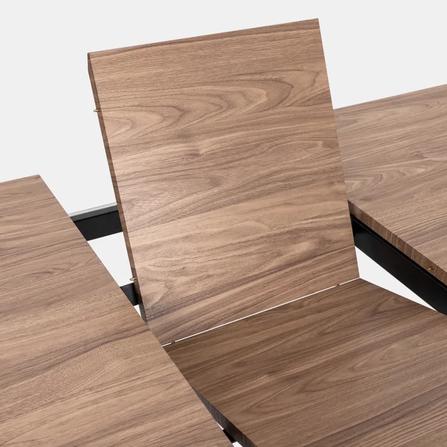 Tavolo allungabile 160-200x90 cm in effetto rovere quercia e gambe in metallo nero - Manty